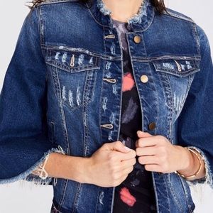 RACHEL Rachel Roy Denim Raw Flare Sleeve Size L